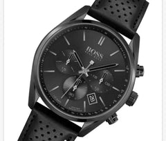 Hugo Boss Champion Black Dial Black Leather Strap Watch for Men - 1513880 Watches Hugo Boss   