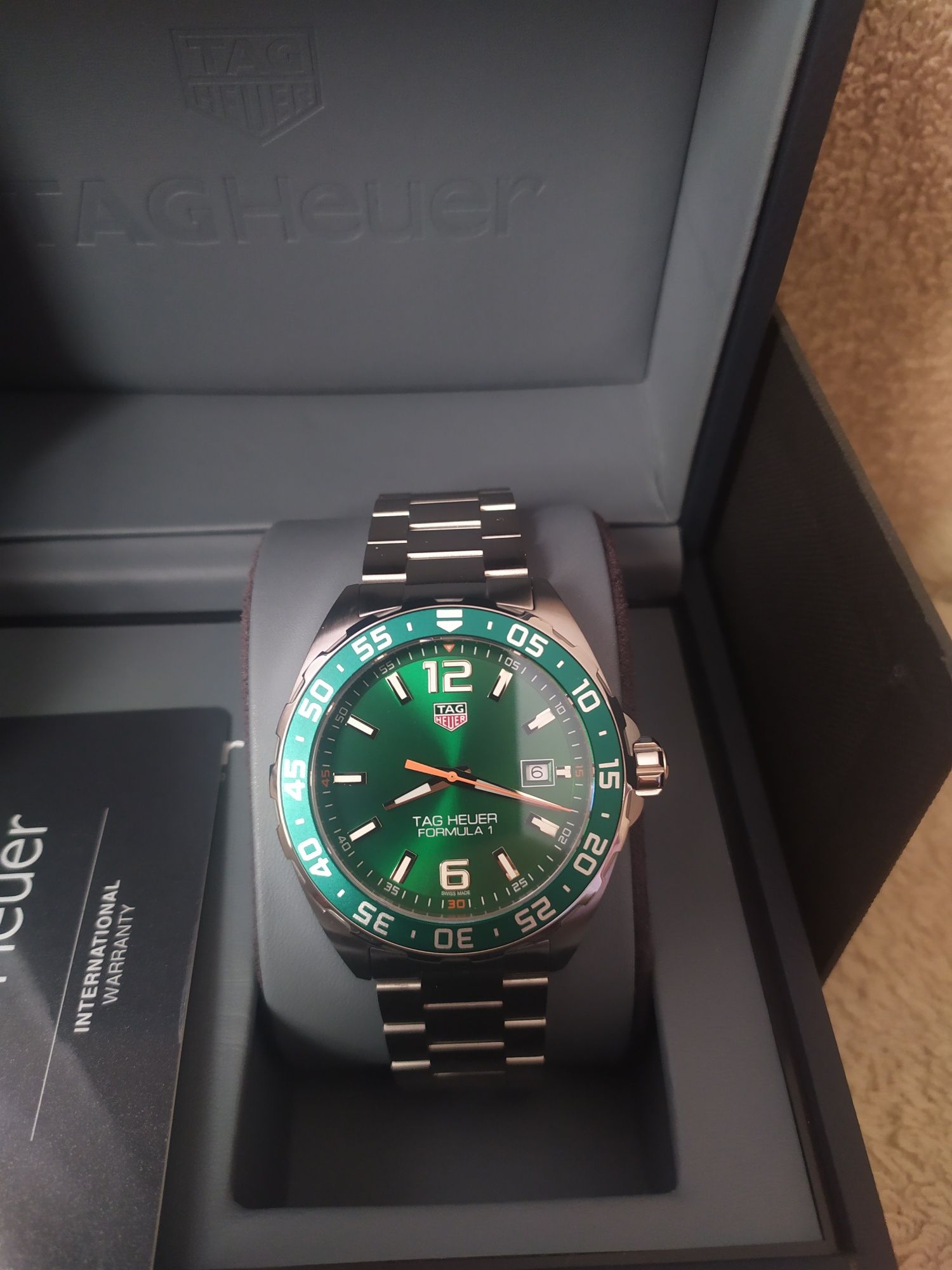 Tag Heuer Formula 1 Limited Edition Quartz 43mm Green Dial Silver Steel Strap Watch for Men - WAZ1017.BA0842 Watches Tag Heuer   