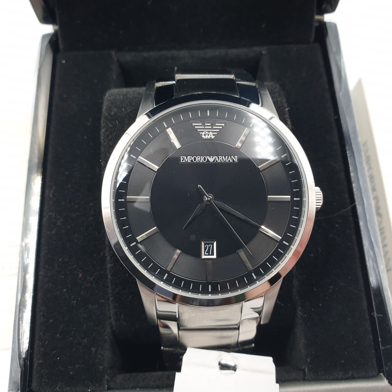 Emporio Armani Sportivo Black Dial Silver Stainless Steel Watch For Men - AR2457 Watches Emporio Armani   