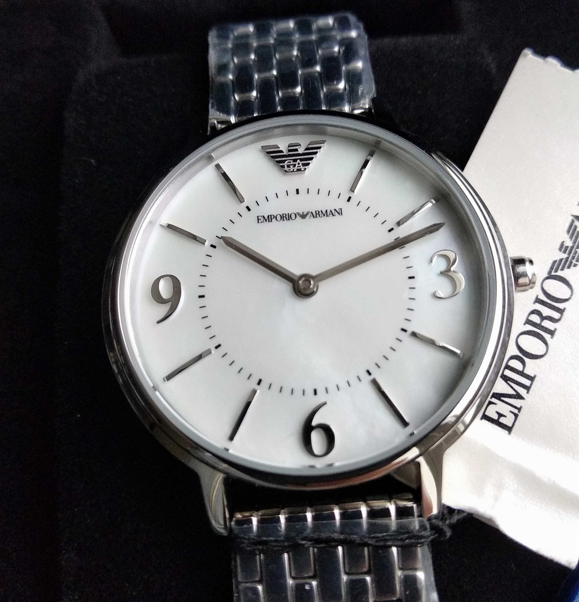 Emporio Armani Mother of Pearl Dial Silver Stainless Steel Watch For Women - AR2507 Watches Emporio Armani   