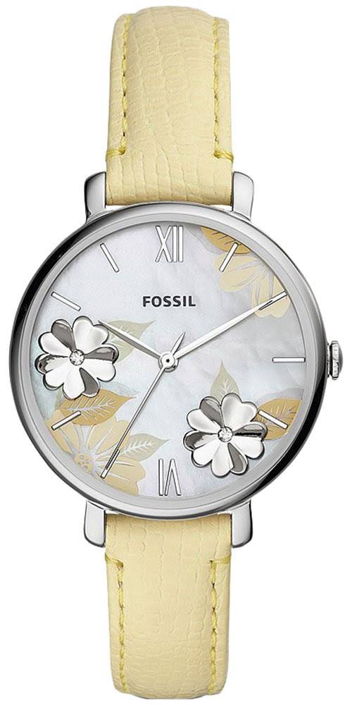 Fossil Jacqueline Three-Hand White Dial Yellow Leather Strap Watch for Women - ES4812 Watches Fossil   