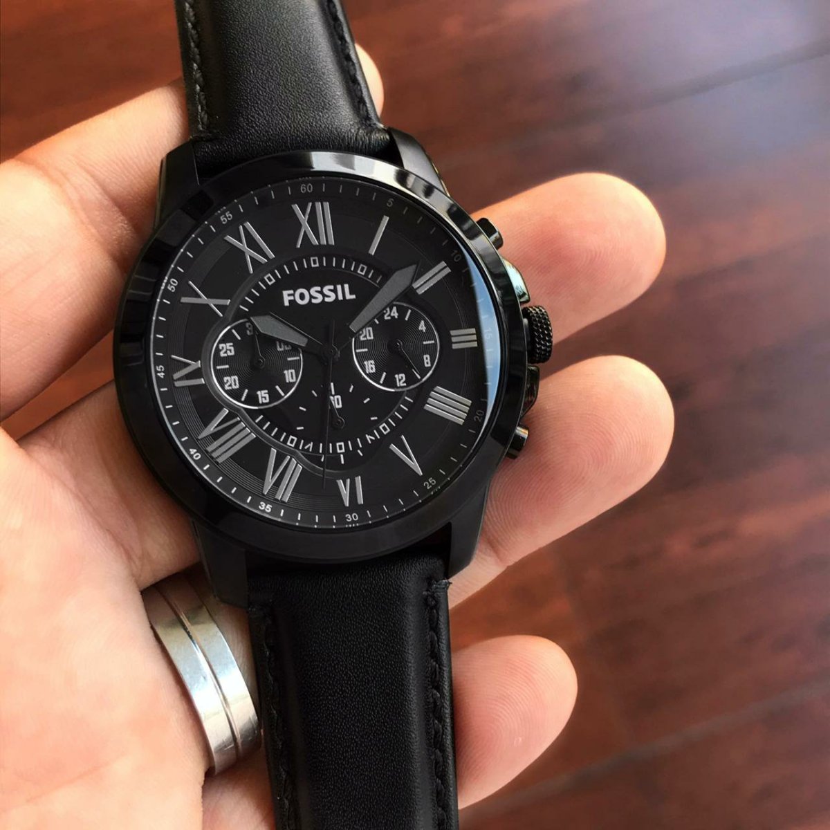 Fossil Grant Chronograph Black Dial Black Leather Strap Watch for Men - FS5132 Watches Fossil   