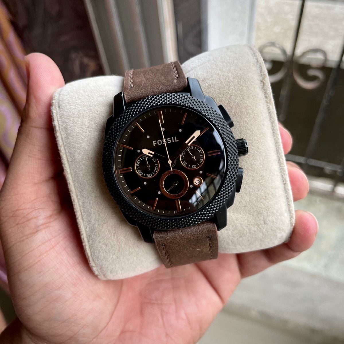 Fossil Machine Flight Chronograph Brown Dial Brown Leather Strap Watch for Men - FS4656 Watches Fossil   