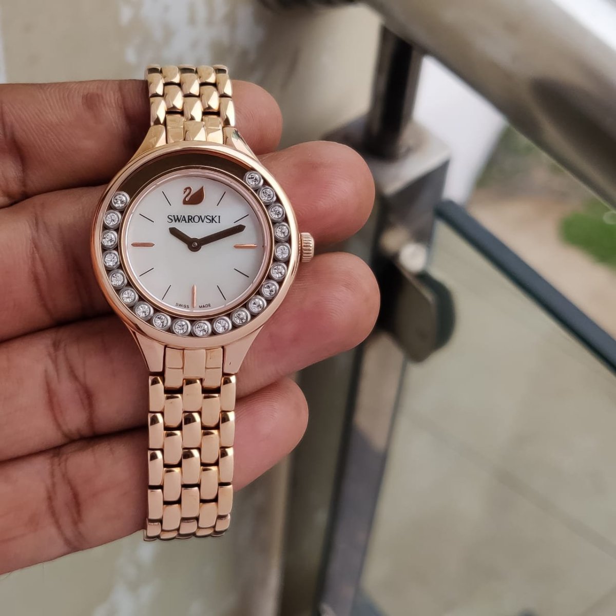 Swarovski Lovely Crystals Mother of Pearl Dial Rose Gold Steel Strap Watch for Women - 5261496 Watches Swarovski   