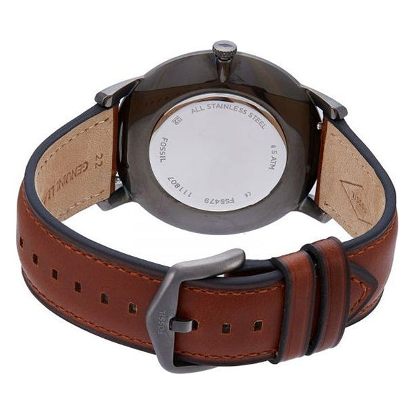 Fossil The Minimalist 3H Grey Dial Brown Leather Strap Watch for Men - FS5479 Watches Fossil   