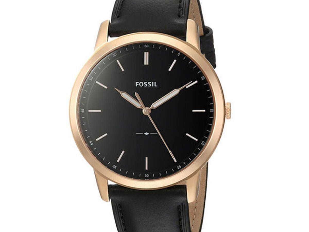 Fossil The Minimalist Black Dial Black Leather Strap Watch for Men - FS5376 Watches Fossil   