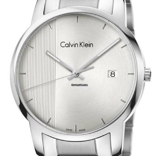 Calvin Klein City Chronograph White Dial Silver Steel Strap Watch for Men - K2G2G14X Watches Calvin Klein   