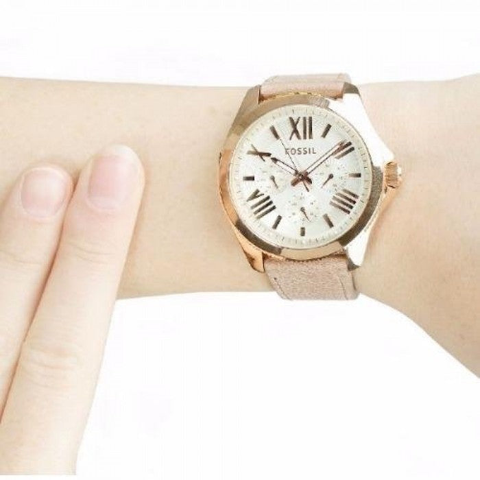 Fossil Cecile White Dial Sand Leather Strap Watch for Women - AM4532 Watches Fossil   