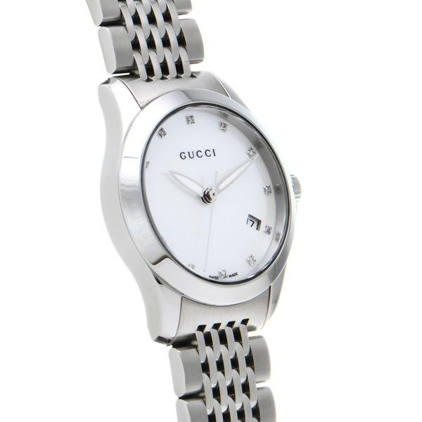 Gucci G Timeless Diamonds Mother of Pearl Dial Silver Steel Strap Watch For Women - YA126504 Watches Gucci   