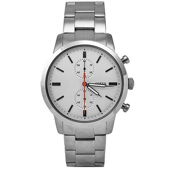 Fossil Townsman White Dial Silver Steel Strap Watch for Men - FS5346 Watches Fossil   