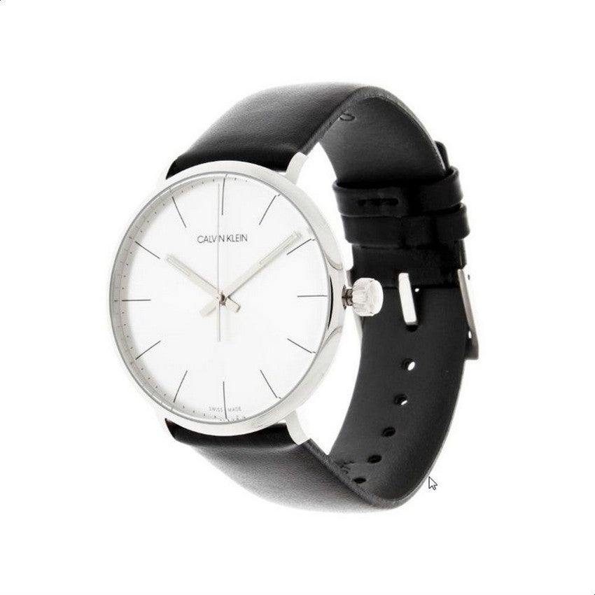 Calvin Klein High Noon Quartz White Dial Black Leather Strap Watch for Men - K8M211C6 Watches Calvin Klein   