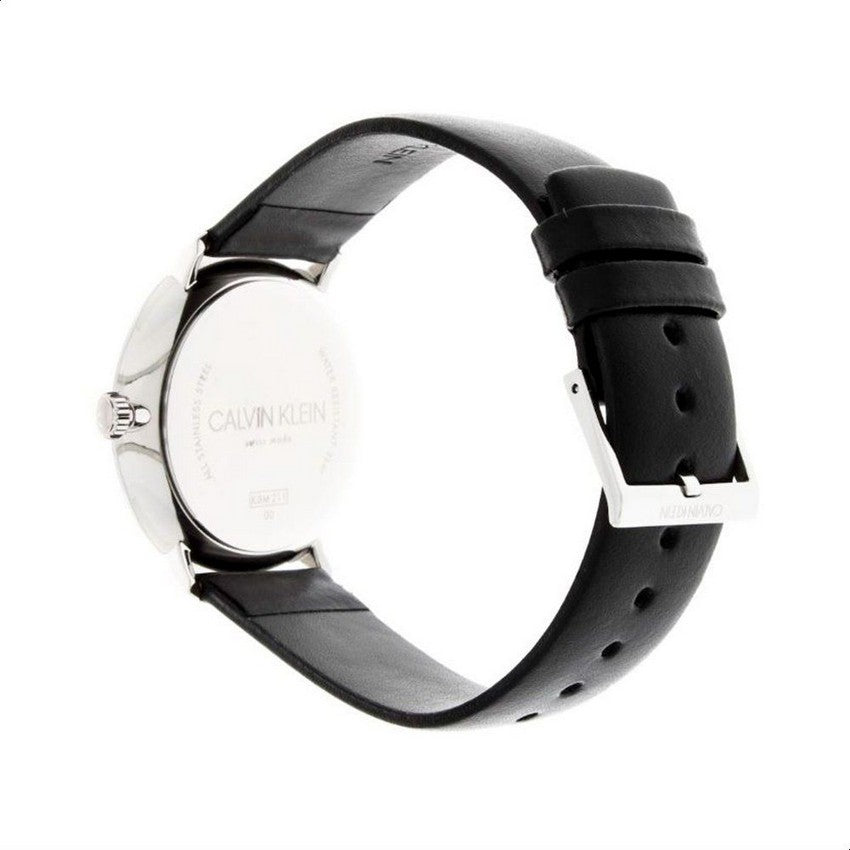 Calvin Klein High Noon Quartz White Dial Black Leather Strap Watch for Men - K8M211C6 Watches Calvin Klein   