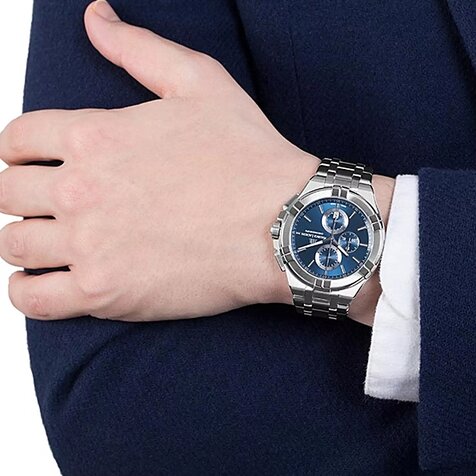 Maurice Lacroix Aikon Chronograph Blue Dial Silver Steel Strap Watch for Men - AI1018-SS002-430-1 Watches Maurice Lacroix   