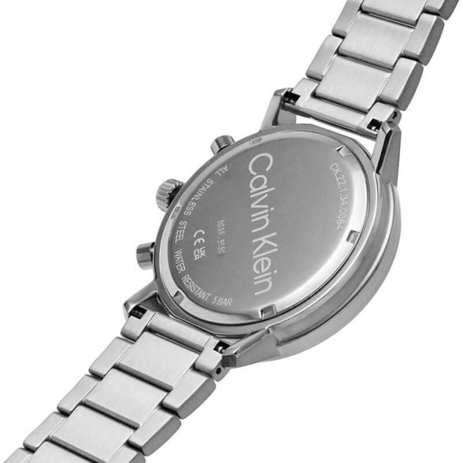 Calvin Klein City Chronograph White Dial Silver Steel Strap Watch for Men - K2G271Z6 Watches Calvin Klein   