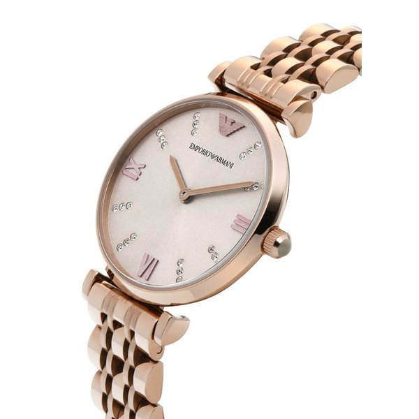 Emporio Armani T-Bar Gianni Rose Gold Dial Stainless Steel Watch For Women - AR11059 Watches Emporio Armani   