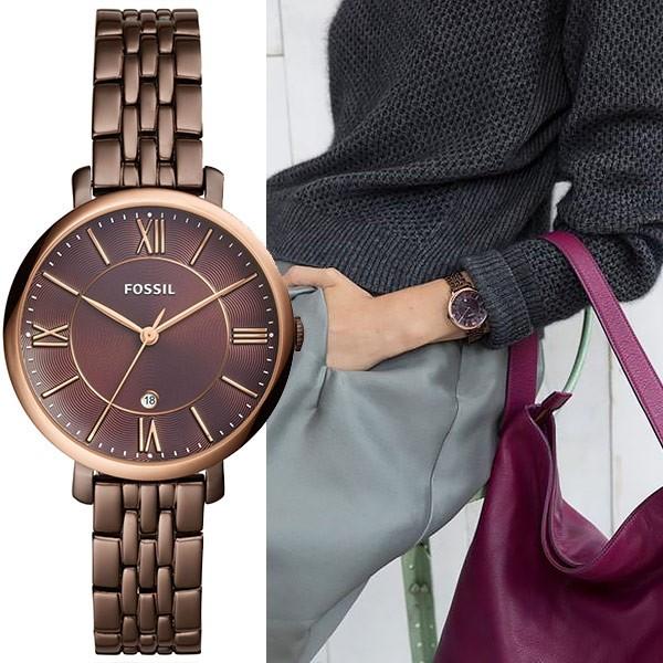 Fossil Jacqueline Brown Dial Brown Steel Strap Watch for Women - ES4275 Watches Fossil   