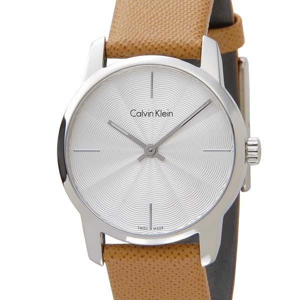 Calvin Klein City Silver Dial Orange Leather Strap Watch for Women - K2G231G6 Watches Calvin Klein   