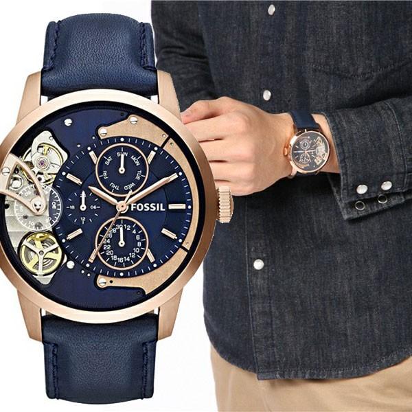 Fossil Townsman Twist Blue Dial Blue Leather Strap Watch for Men -  ME1138 Watches Fossil   