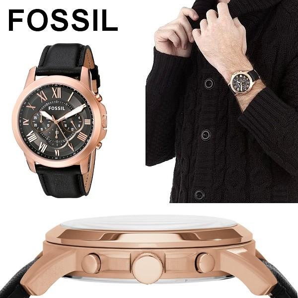 Fossil Grant Chronograph Black Dial Black Leather Strap Watch for Men - FS5085 Watches Fossil   