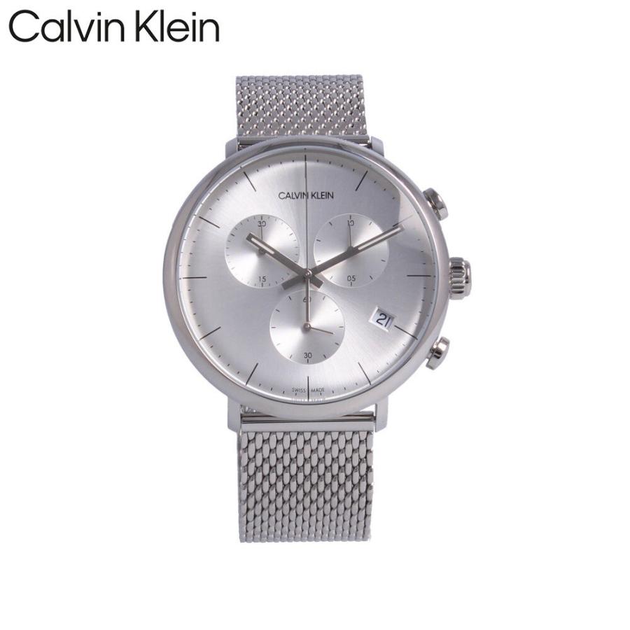 Calvin Klein High Noon Silver Dial Silver Mesh Bracelet Watch for Men - K8M27126 Watches Calvin Klein   