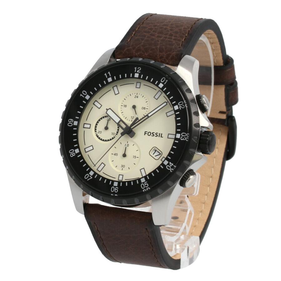 Fossil Dillinger Chronograph Cream Dial Brown Leather Strap Watch for Men - FS5674 Watches Fossil   