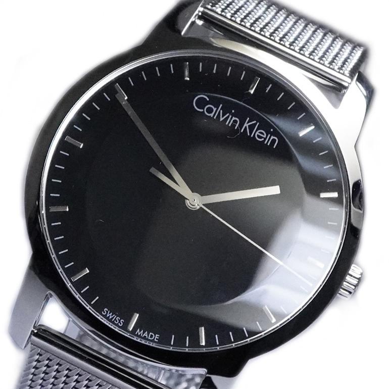 Calvin Klein City Chronograph Black Dial Silver Mesh Bracelet Watch for Men - K2G2G121 Watches Calvin Klein   