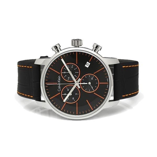 Calvin Klein City Chronograph Black Dial Black Leather Strap Watch for Men - K2G271C1 Watches Calvin Klein   