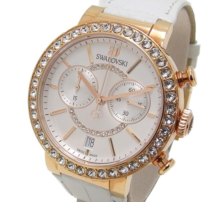 Swarovski Citra Sphere Chrono White Dial White Leather Strap Watch for Women - 5080602 Watches Swarovski   