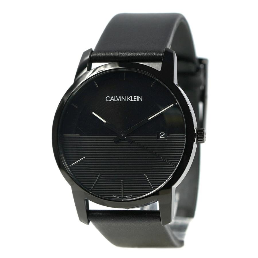 Calvin Klein City Quartz Black Dial Black Leather Strap Watch for Men - K2G2G4C1 Watches Calvin Klein   