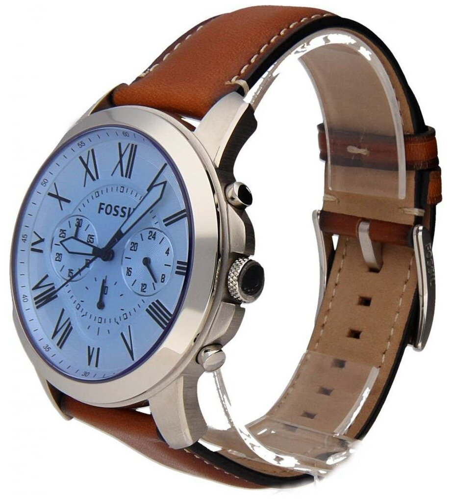 Fossil Grant Chronograph Blue Dial Brown Leather Strap Watch for Men - FS5184 Watches Fossil   