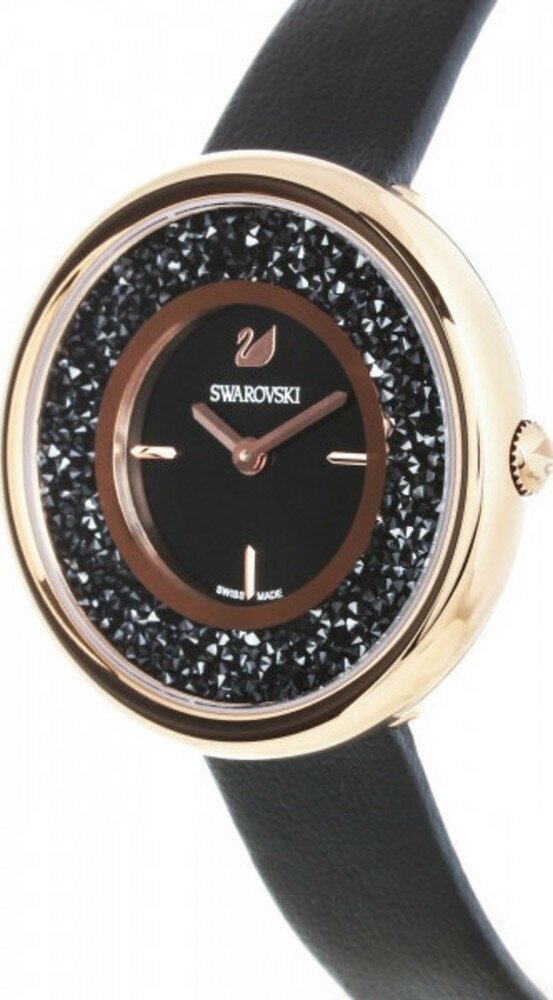 Swarovski Crystalline Pure Black Dial Black Leather Strap Watch for Women - 5275043 Watches Swarovski   