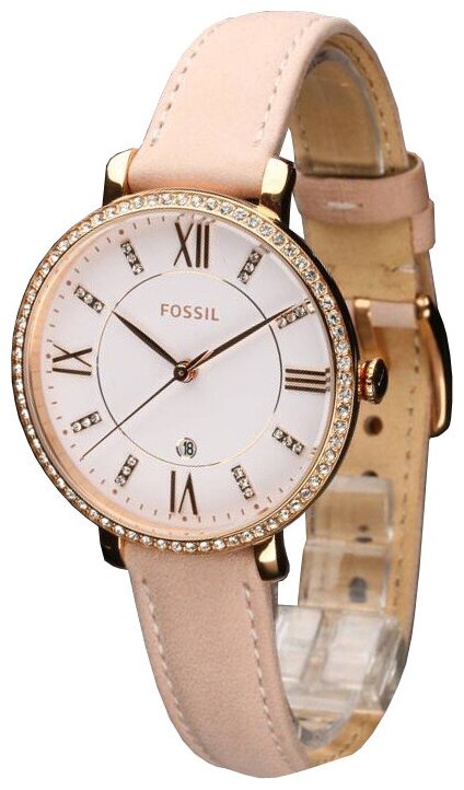 Fossil Jacqueline White Dial Pink Leather Strap Watch for Women - ES4303 Watches Fossil   