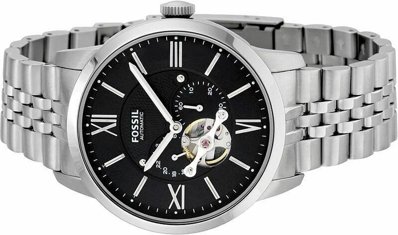 Fossil Townsman Black Dial Silver Steel Strap Watch for Men - ME3107 Watches Fossil   