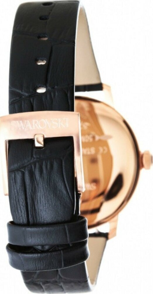 Swarovski Crystalline Hours Black Dial Black Leather Strap Watch for Women - 5295377 Watches Swarovski   