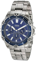 Fossil Garrett Chronograph Blue Dial Silver Steel Strap Watch for Men - FS5623 Watches Fossil   