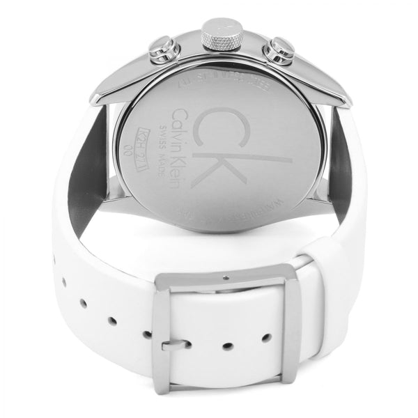 Calvin Klein Masculine Chronograph White Dial White Leather Strap Watch for Men - K2H27101 Watches Calvin Klein   