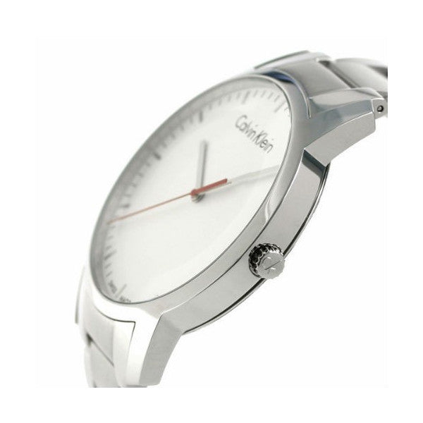 Calvin Klein City Quartz White Dial Silver Steel Strap Watch for Men - K2G2G1Z6 Watches Calvin Klein   