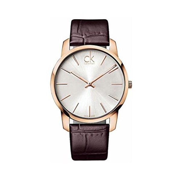 Calvin Klein City White Dial Brown Leather Strap Watch for Men - K2G21629 Watches Calvin Klein   