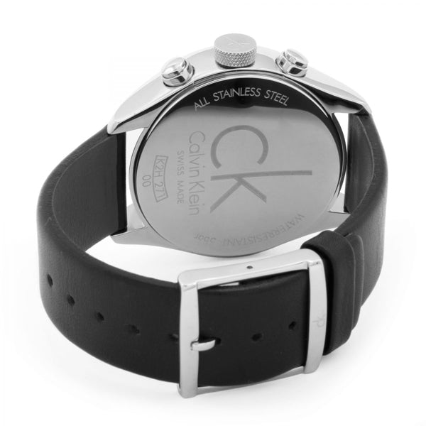 Calvin Klein Masculine Chronograph White Dial Black Leather Strap Watch for Men - K2H27120 Watches Calvin Klein   