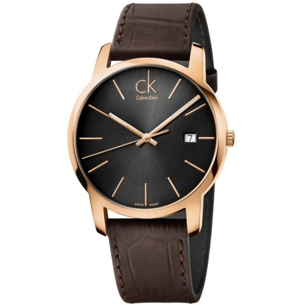 Calvin Klein City Chronograph Brown Dial Brown Leather Strap Watch for Men - K2G2G6G3 Watches Calvin Klein   