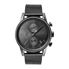 Hugo Boss Navigator Grey Dial Grey Mesh Bracelet Watch for Men - 1513674 Watches Hugo Boss   