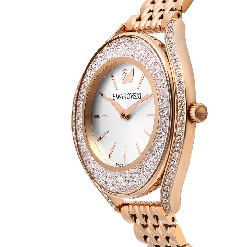 Swarovski Crystalline Aura Silver Dial Rose Gold Steel Strap Watch for Women - 5519459 Watches Swarovski   