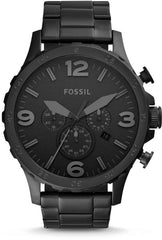 Fossil Nate Chronograph Black Dial Black Steel Strap Watch for Men - JR1401 Watches Fossil   