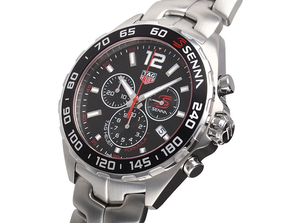 Tag Heuer Senna Chronograph Special Edition Black Dial Silver Steel Strap Watch for Men - CAZ1015.BA0883 Watches Tag Heuer   