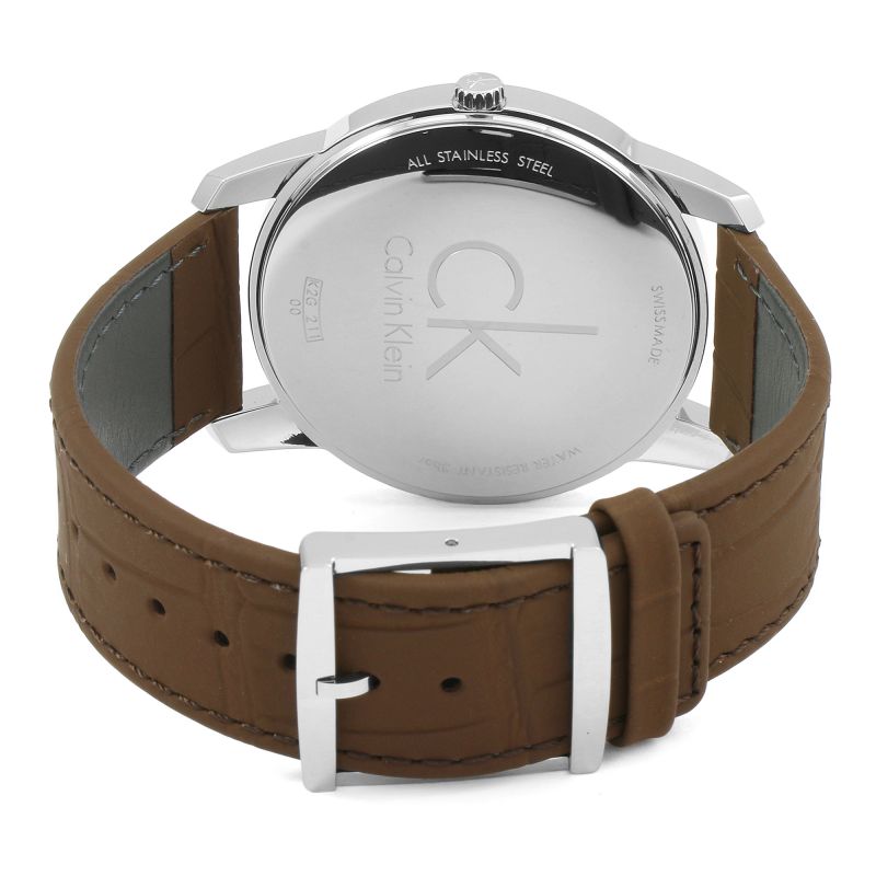 Calvin Klein City Brown Dial Brown Leather Strap Watch for Men - K2G211GK Watches Calvin Klein   