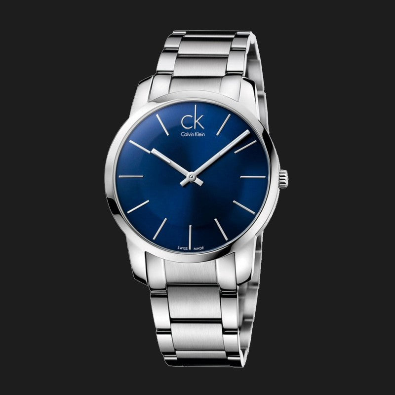 Calvin Klein City Blue Dial Silver Steel Strap Watch for Men - K2G2114N Watches Calvin Klein   