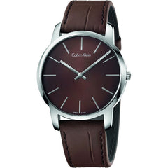 Calvin Klein City Brown Dial Brown Leather Strap Watch for Men - K2G211GK Watches Calvin Klein   