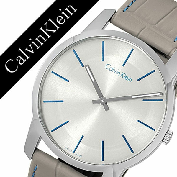 Calvin Klein City Silver Dial Grey Leather Strap Watch for Men - K2G211Q4 Watches Calvin Klein   