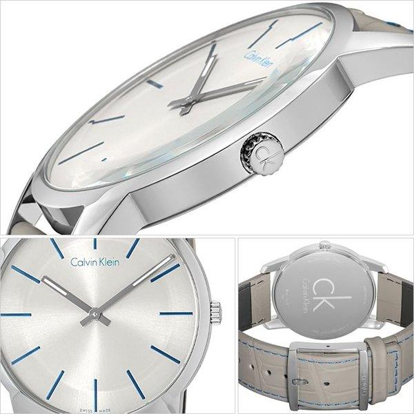 Calvin Klein City Silver Dial Grey Leather Strap Watch for Men - K2G211Q4 Watches Calvin Klein   