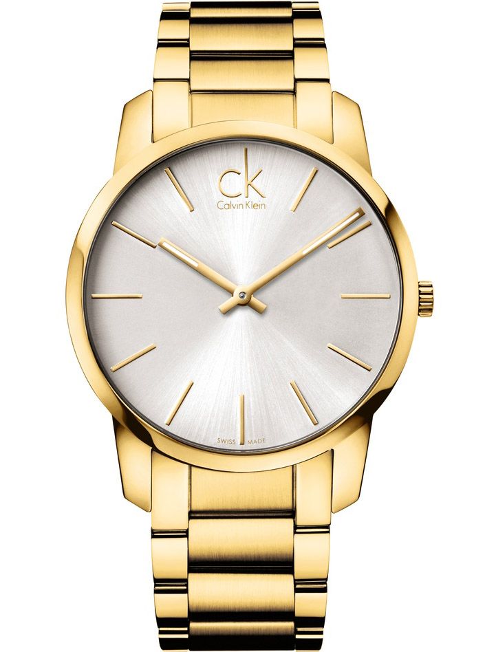 Calvin Klein City Silver Dial Gold Steel Strap Watch for Men - K2G21546 Watches Calvin Klein   